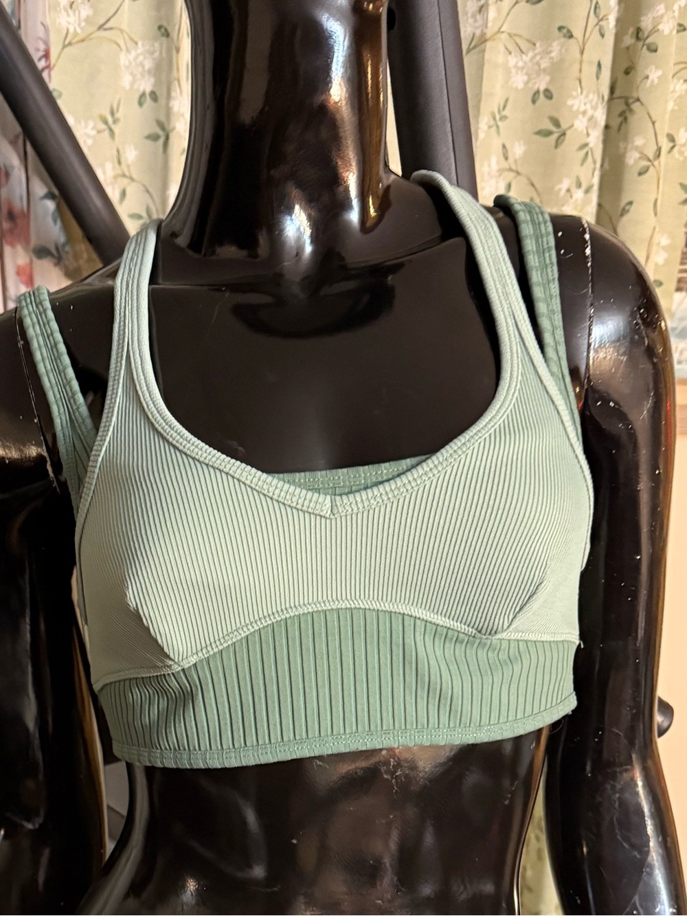 For Love And Lemons Sage Ribbed Scoop Sports Bra